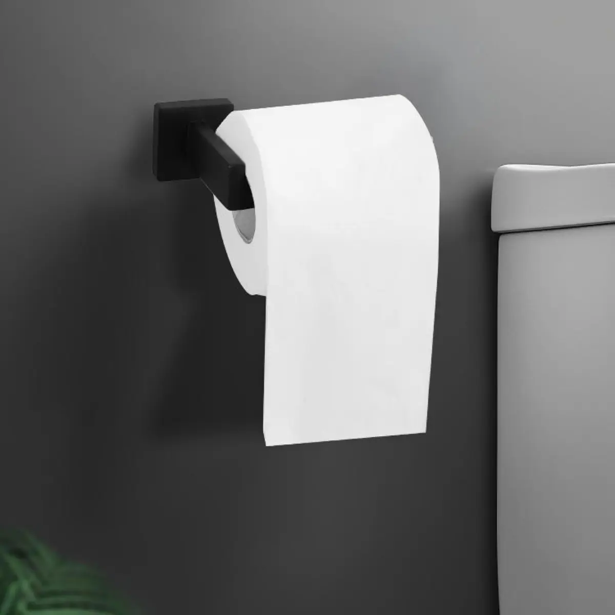 Kit Acessórios Banheiro Preto Inox 4 Peças Quadrado Premium Barra Toalha Porta Papel Higiênico Gancho Toalha de Rosto Multiuso Antiferrugem Instalação Com Parafuso Stillus Home