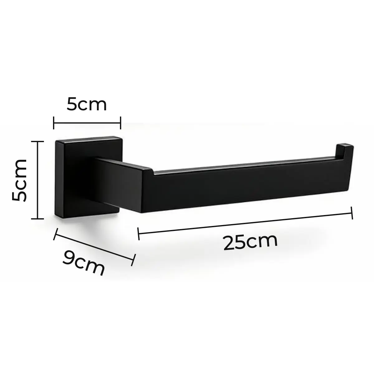 Kit Acessórios Banheiro Preto Inox 4 Peças Quadrado Premium Barra Toalha Porta Papel Higiênico Gancho Toalha de Rosto Multiuso Antiferrugem Instalação Com Parafuso Stillus Home