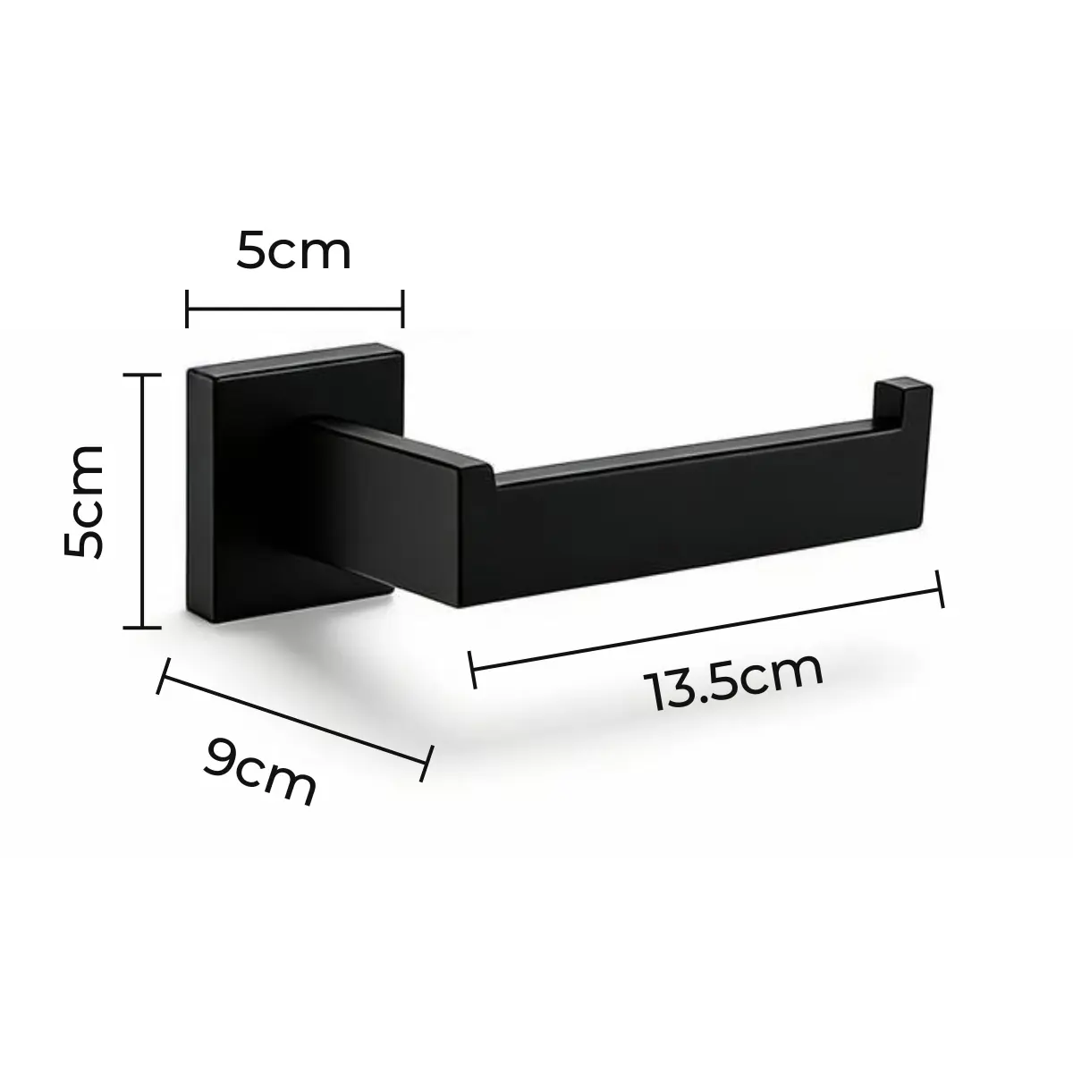 Kit Acessórios Banheiro Preto Inox 4 Peças Quadrado Premium Barra Toalha Porta Papel Higiênico Gancho Toalha de Rosto Multiuso Antiferrugem Instalação Com Parafuso Stillus Home
